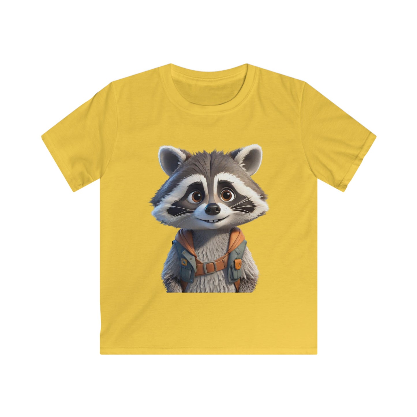 Raccoon Character Kids Softstyle Tee