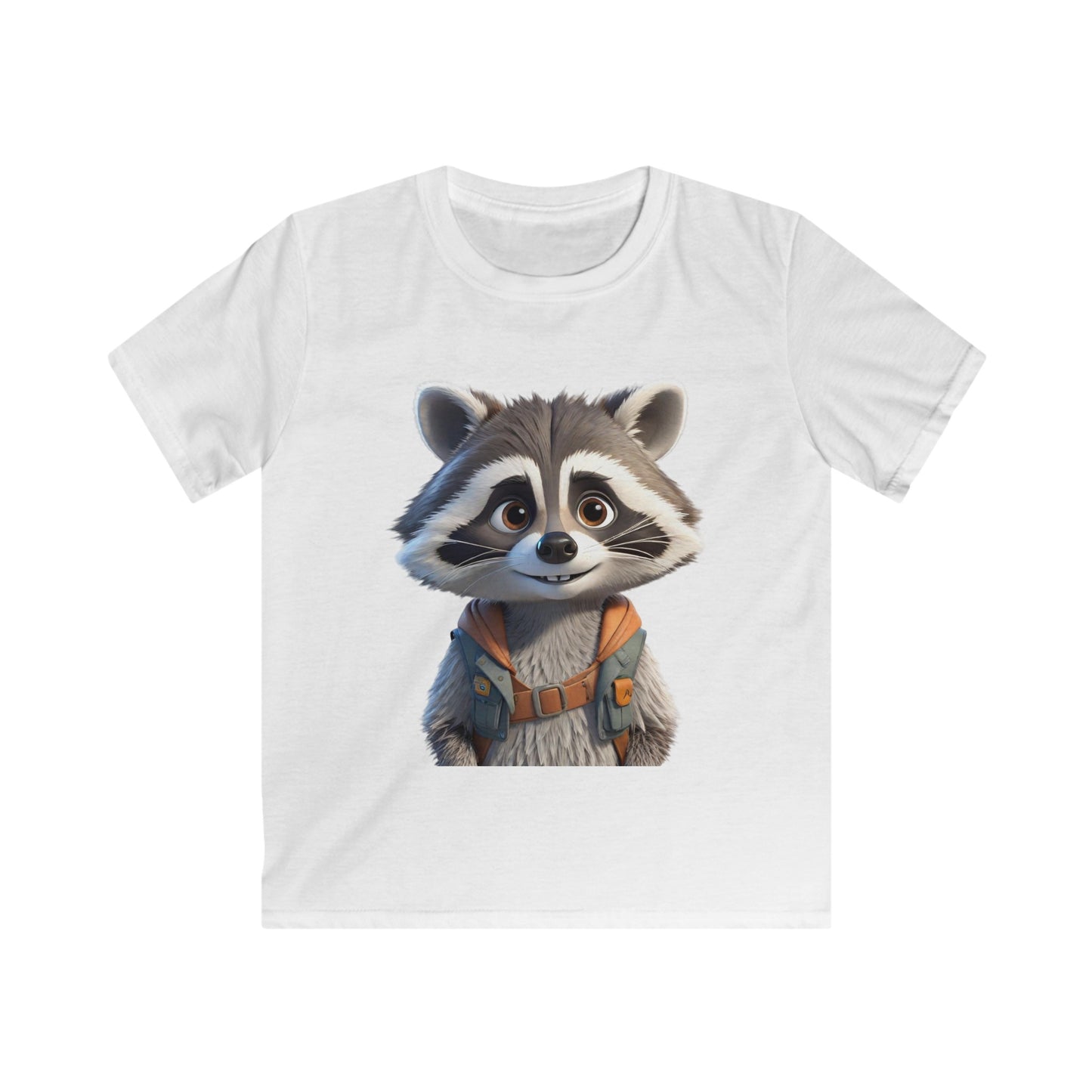 Raccoon Character Kids Softstyle Tee